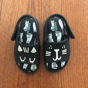 Mini Melissa Black Kitty Sandals - toddler 7